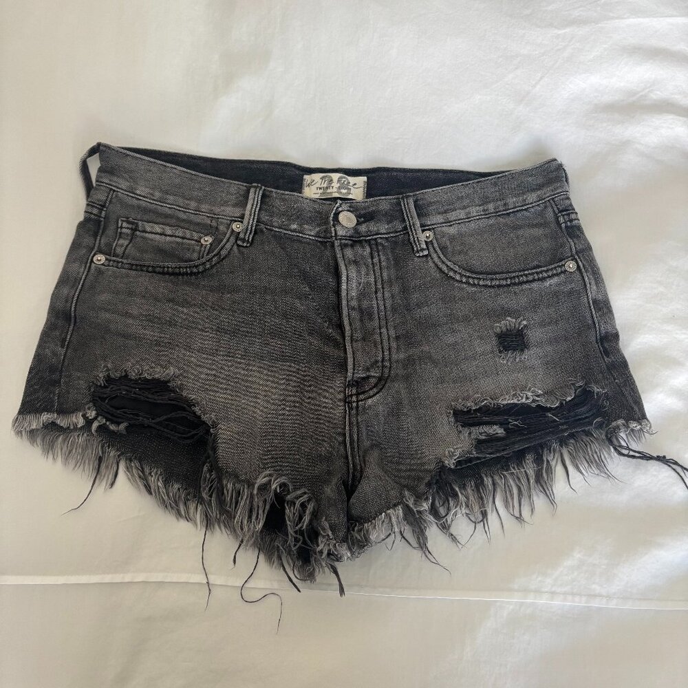 Free People Black Denim Jean Shorts